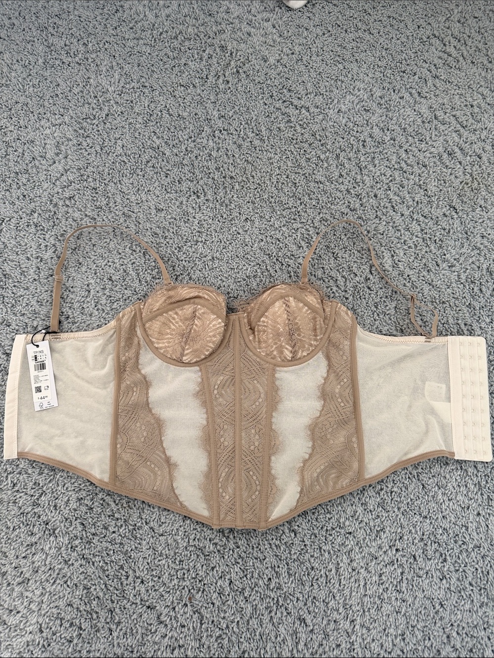 Garage Beige Lace Longline Corset Bra